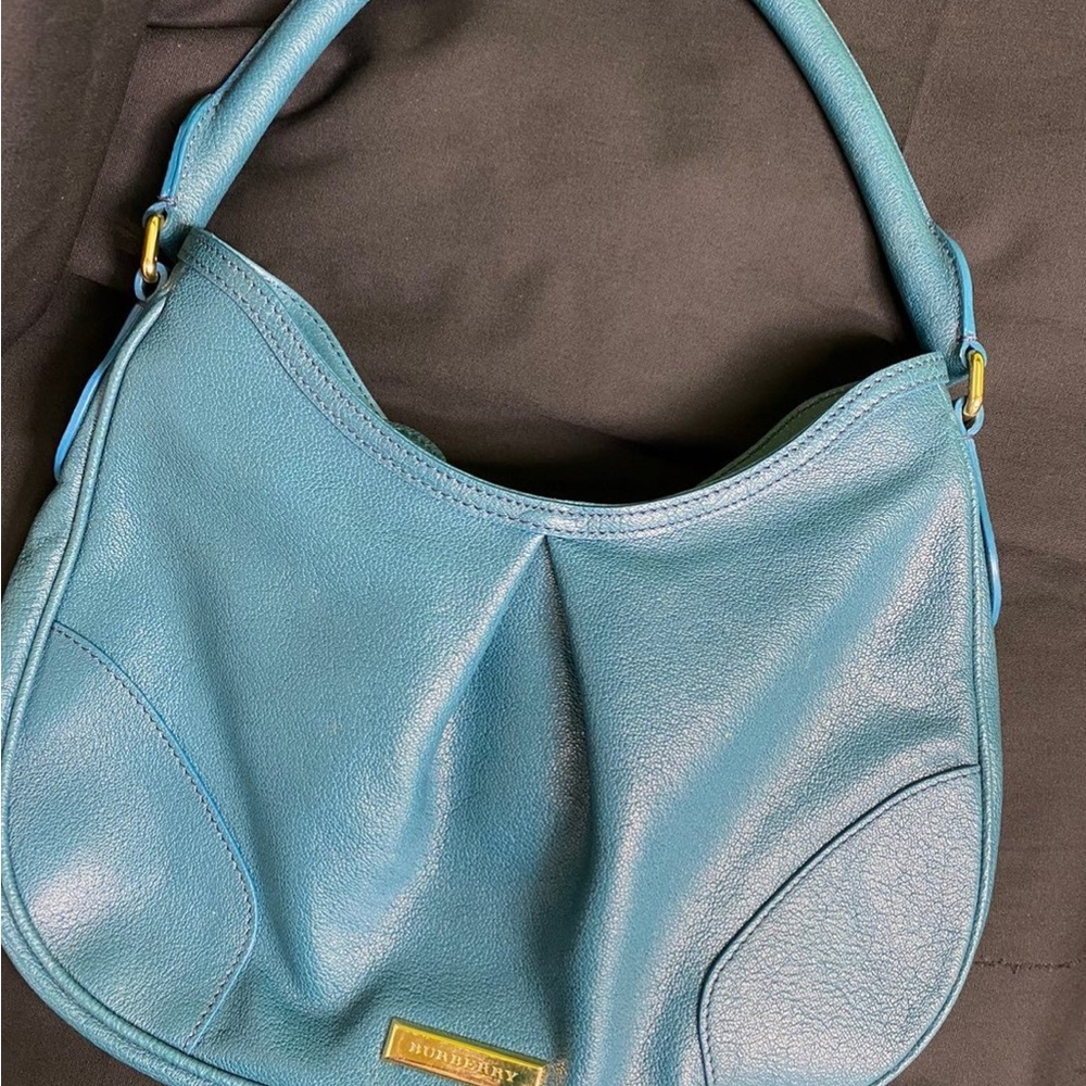Burberry Logo Teal Fine Leather hobo, shoulder bag